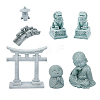 SUPERFINDINGS 7Pcs 7 Styles Mini Sandstone Bridge & Resin Torii Gate/Lion/Ksitigarbha Buddha/Monks DJEW-FH0001-23-1