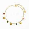 304 Stainless Steel & Colorful Cubic Zirconia Charm Bracelets WGBA041-03-2