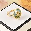 Brass Enamel Cuff Rings RJEW-K291-02G-01-2