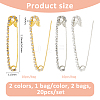 20Pcs 2 Colors Alloy Rhinestones Safety Pin Brooch SJEW-FH0001-04-2