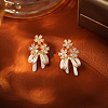 Brass & Clear Cubic Zirconia Stud Earrings WG312C6-01-1