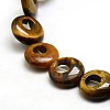 Flat Round Natural Tiger Eye Beads Strands G-P063-124-3