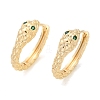 Brass Green Cubic Zirconia Hoop Earrings EJEW-Q016-12G-3