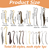 20Pcs 20 Styles Tibetan Style Alloy Bookmarks TIBE-SC0001-97-2