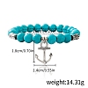 Synthetic Turquoise Beaded Stretch Bracelets PW-WGFC66C-14-1