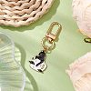 Cup with Cat Alloy Enamel Pendant Decorations HJEW-JM01994-2