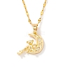 Brass Pave Clear Cubic Zirconia Shiny Cute 3D Bear Moon Pendant Necklaces for Women XT3479-2-2