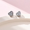 Clear Cubic Zirconia Heart Stud Earrings EJEW-K093-24P-1