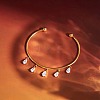 304 Stainless Steel Pave Cubic Zirconia Charm Bangles SA-CBA8C9C-08G-1