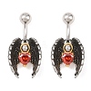 316 Stainless Steel Pave Red Cubic Zirconia Curved Barbell Dangle Belly Rings AJEW-C044-03-4