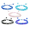5Pcs 5 Color Glass Round Braided Bead Bracelets Set BJEW-JB09693-S-1