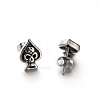 Retro 316 Stainless Steel Ace Heart with Skull Ear Studs EJEW-P057-16-2