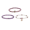 3Pcs 3 Style Natural Mixed Gemstone Beaded Stretch Bracelets Set BJEW-JB08999-2