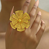 Elegant Hollow Flower Design Iron Cuff Ring for Women Wedding Party PY5913-3