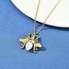 304 Stainless Steel & Plastic Pearl Bees Pendant Cable Chain Necklaces NJEW-U023-03G-2