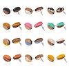 12Pairs 12 Colors Opaque Resin & Walnut Wood Stud Earring Findings MAK-CD0001-05-2