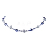 Natural Blue Aventurine(Dyed & Heated) Chip & Resin Evil Eye & Glass Seed Beaded Necklaces NJEW-JN05294-2