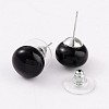 Black Agate Stud Earrings G-F267-09E-2