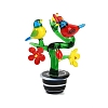 Handmade Lampwork Bird with Potted Plant Display Decoration LAMP-Q005-02A-1