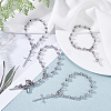 4Pcs 4 Styles Gothic 304 Stainless Steel Prayer Beaded Bracelet Sets BJEW-GO00002-4