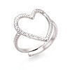 Non-Tarnish 304 Stainless Steel Heart Cuff Ring RJEW-N038-123P-1
