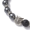 Non-Magnetic Synthetic Hematite & Natural Lava Rock Beads Braided Bead Bracelets BJEW-JB12611-02-3