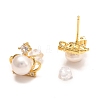 Brass Micro Pave Cubic Zirconia Crown Stud Earrings EJEW-D275-14G-3