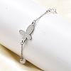 304 Stainless Steel Butterfly Link Bracelets BJEW-C098-01D-P-1
