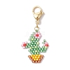 Cactus Glass Seed Beaded Pendant Decorations HJEW-MZ00139-1