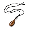 Natural Tiger Eye Pendant Necklace with Nylon Cord for Women NJEW-L464-A02-3