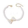 Natural Shell Pearl Link Bracelets BJEW-JB11374-1