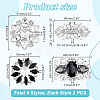 8Pcs 4 Styles Brass Rhinestone Shoe Decorations AJEW-GA0006-98-2