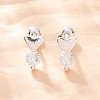 S999 Fine Silver Micro Pave Clear Cubic Zirconia Stud Earrings EJEW-F356-05S-1