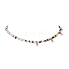 Bohemian Round Glass Seed Beaded Necklaces with Antique Silver Tone Alloy Heart Charms NJEW-JN05216-3