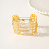 Hollow Brass Rhombus Wide Link Bracelets for Women GM9840-2