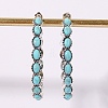 Synthetic Turquoise C-Shaped Hoop Earrings PW23030682664-3