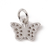 Brass Micro Pave Clear Cubic Zirconia Butterfly Charms ZIRC-F132-43P-2