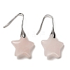 Natural Rose Quartz Star Dangle Earrings EJEW-I315-03P-11-1