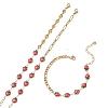3Pcs 3 Styles Brass Enamel Link Chains Bracelets BJEW-JB13148-2