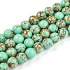 Synthetic Gold Line Turquoise Beads Strands G-A255-A03-02B-4