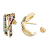 Colorful Cubic Zirconia Claw Stud Earrings EJEW-N011-80-02LG-3