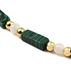 Natural Malachite Rectangle & Shell Beaded Necklaces NJEW-M206-01G-01-2