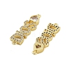Rack Plating Brass Micro Pave Clear Cubic Zirconia DIOS Links Connector Charms KK-S379-23G-2