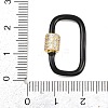 Oval Brass Micro Pave Clear Cubic Zirconia Screw Carabiner Clasps KK-B167-01B-G-4