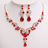 Teardrop & Moon Alloy Rhinestone Pendant Necklace & Stud Dangle Earring FS-WG0A8BD-11-1