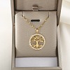 Brass Micro Pave Clear Cubic Zirconia Tree of Life Pendants LS-NJEW-H066-01F-G-1