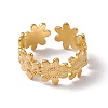 Ion Plating(IP) 304 Stainless Steel Ring Flower Wrap Open Cuff Ring for Women X-RJEW-C045-17G-2