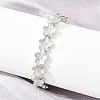 304 Stainless Steel Flower Hinged Cuff Bangles for Women SA-CBA45D5-27P-2