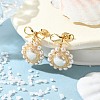 Shell Pearl with Brass Dangle Stud Earrings for Women EJEW-TA00574-2