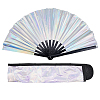 Laser PVC Plastic & Oxford Cloth Fan with Fan Bags AJEW-WH20022-90-7